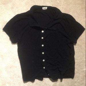 Black ripped button t-shirt